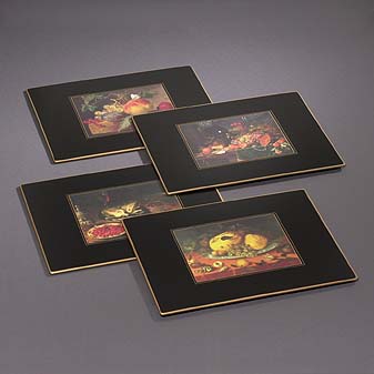 4 Große Tischsets Still Life 4 verschiedene Gemälde aus dem 17. Jahrhundert.