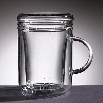 Teepott Zylindro Aus Jenaer Glas, mit Deckel und Sieb. 0,3 Liter.