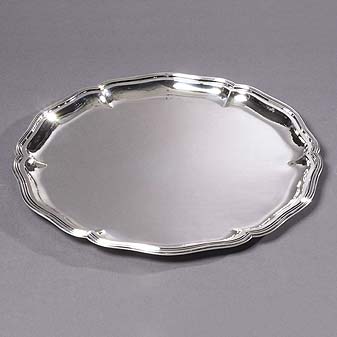 Großes Silbertablett rund 40cm Sehr großes Tablett. Einschlägiges Hochzeitsgeschenk (