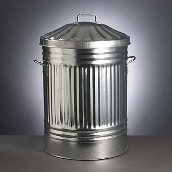 Verzinkter Mülleimer Als Wäschetonne, für Abfall in Haushalt oder Betrieb oder für Kompost.