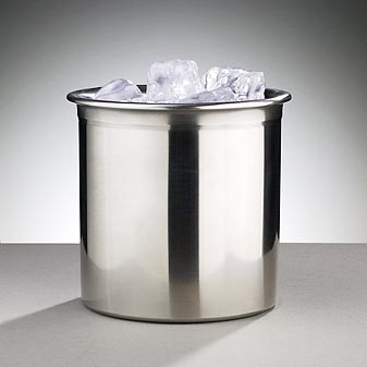 Edelstahl-Eiswürfelbehälter Durch die doppelte Wandung gute Isolierwirkung. 1,1 Liter.