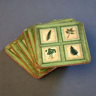 6 Glasuntersetzer Provence Untersetzer im Format 10,5 x 10,5 cm.