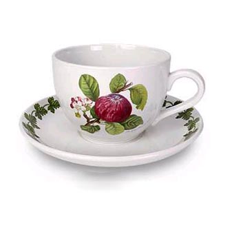 6 Pomona Frühstückstassen Untertasse Durchmesser 17 cm, Inhalt 0,3 Liter.