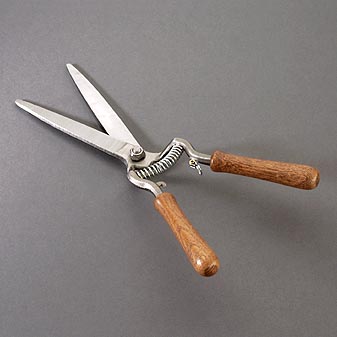 Grass-Schere aus gebeiztem Eschenholz Aus einer Schmiede in der Nähe von Como. Gewicht 340 g.