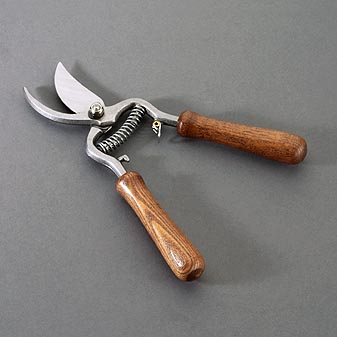 Garten-Schere aus gebeiztem Eschenholz Griffe aus gebeiztem Eschenholz. Länge 23 cm.