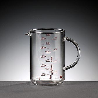 Meßbecher 1/2 Liter JenaerGlas Angenehm leicht aufgrund geringer Wandstärke.