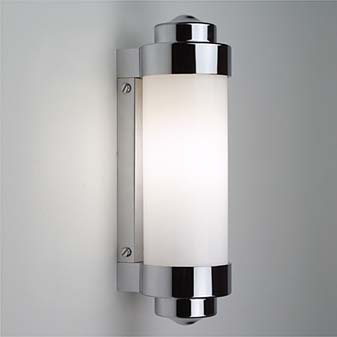 Wand-Lampe Zylinder verchromt Schwere Wandlampe aus verchromtem massivem Messing.