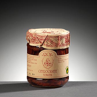 ROI Getrocknete Tomaten An der Sonne getrocknet und mit Kräutern in Olivenöl eingelegt.