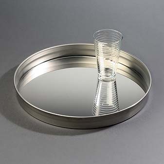 Edelstahltablett 36 cm Robustes rundes Gastronomietablett mit 4 cm hohem Rand.