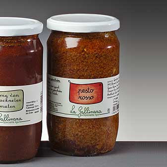 Gallinara Tomatenpesto 650 g Zu frischem Ziegenkäse, zu gegrilltem Fisch, Carpaccio oder Gemüse.