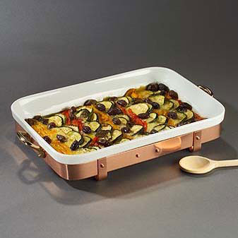 Ofenform in Kupfer-Servierer Ofenform - Zum Servieren edel bemäntelt.