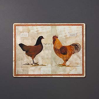 4 Gr. Tischsets Roosters Große Tafelsets im Format 40 x 29,5 cm mit provencalischen Hähnen.