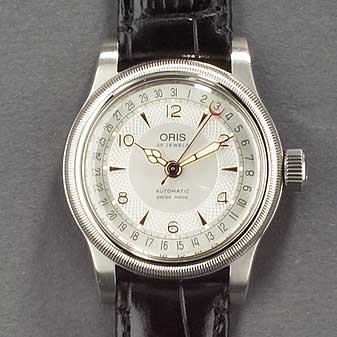 Armband-Uhr Oris Big Crown weiss Heißt BIG CROWN aufgrund der extra großen Aufzugskrone.