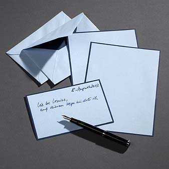 Briefpapier hellblau/blau original von Crown Mill Seit 1870 in unverändertet Qualität.