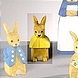 Osterhäschen gelb Handgeschnitzt aus Lindenholz.