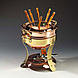 Kupfer-Fondue 8 Personen Aus massivem Kupfer und Messing gearbeitet.